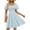 Light Blue, variant on YuXingFu Plus Size Summer Dresses for Women Mid-Length Crew Neck Plus Size Womens Dress Short Sleeve Floral Casual Summer White S