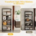 thumbnail image 5 of 4 Pack Wire Rack Covers, 24x16" Faux Wood Shelf, Waterproof Wood-Grain Wire Shelving Toppers for Kitchen & Closet Pantry, Dark Wood, 5 of 8