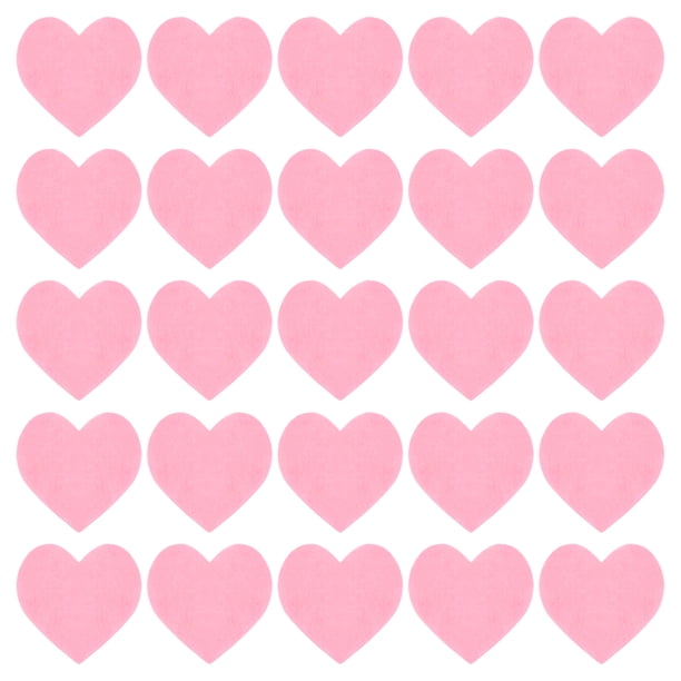 Uxcell Forma de Corazón de Fieltro Manualidades del Día de San Valentín 1.6" x 1.6" Rosa 100Pcs