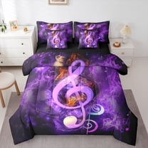 Homewish Musical Notes Twin Bedding Sets 7-Piece for Female Men Adults,Abstract Gradient Bedding Comforter Set Microfiber,Music Theme Breathable Sheet Sets,Ultra Soft Home Decor,Reversible