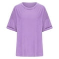 thumbnail image 5 of Otvok Womens New Solid Tops Loose Half Sleeve Round Neck Cotton Waist T-Shirt, 5 of 5
