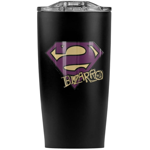Superman Bizarro Shield Logo Stainless Steel 20 oz Travel Tumbler, Vacuum Insulated & Double Wall with Leakproof Sliding Lid | Great for Coffee/Hot Drinks and Cold Beverages