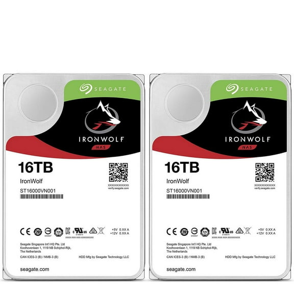 Seagate IronWolf 16TB SATA III 3.5" Internal NAS Hard Drive, 7200 RPM, 2-Pack
