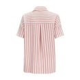 thumbnail image 6 of TKLPEHG Women'S Short Sleeve Tops Comfy Solid Color Top Loose Fit Regular V-Neck Casual Lapel Button Striped Tshirts Clothes (Red,XXL), 6 of 9