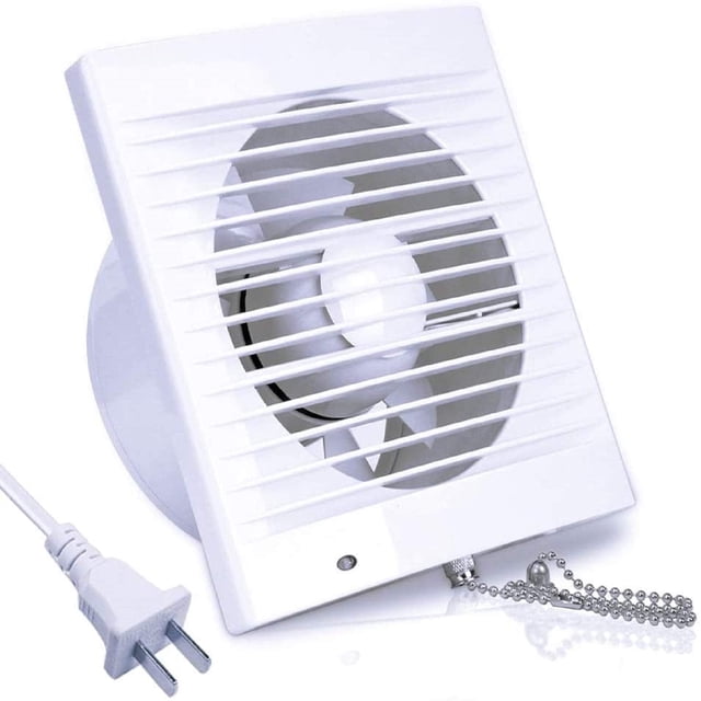 SAILFLO 4 Inch Wall-Mounted Exhaust Fan, 12W 130m³/h Ventilation Extractor with Anti-backflow Check Valve Chain Switch for Win