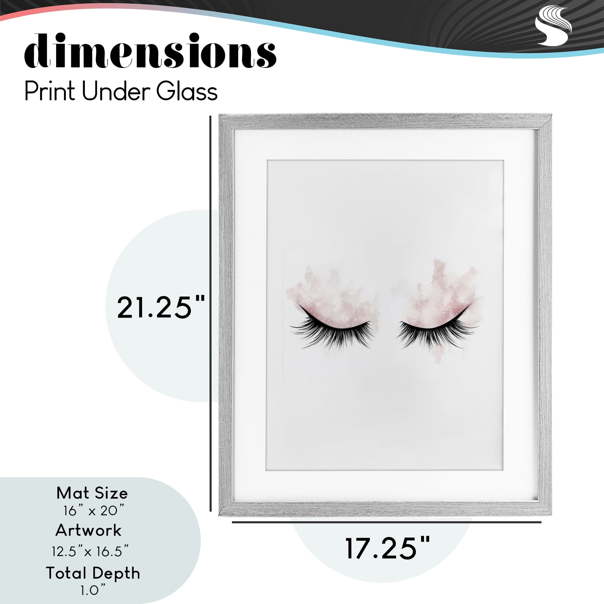 Pastel Pink Makeup & Lashes Gray Framed Print Under Glass, design by Christine Simpson Art