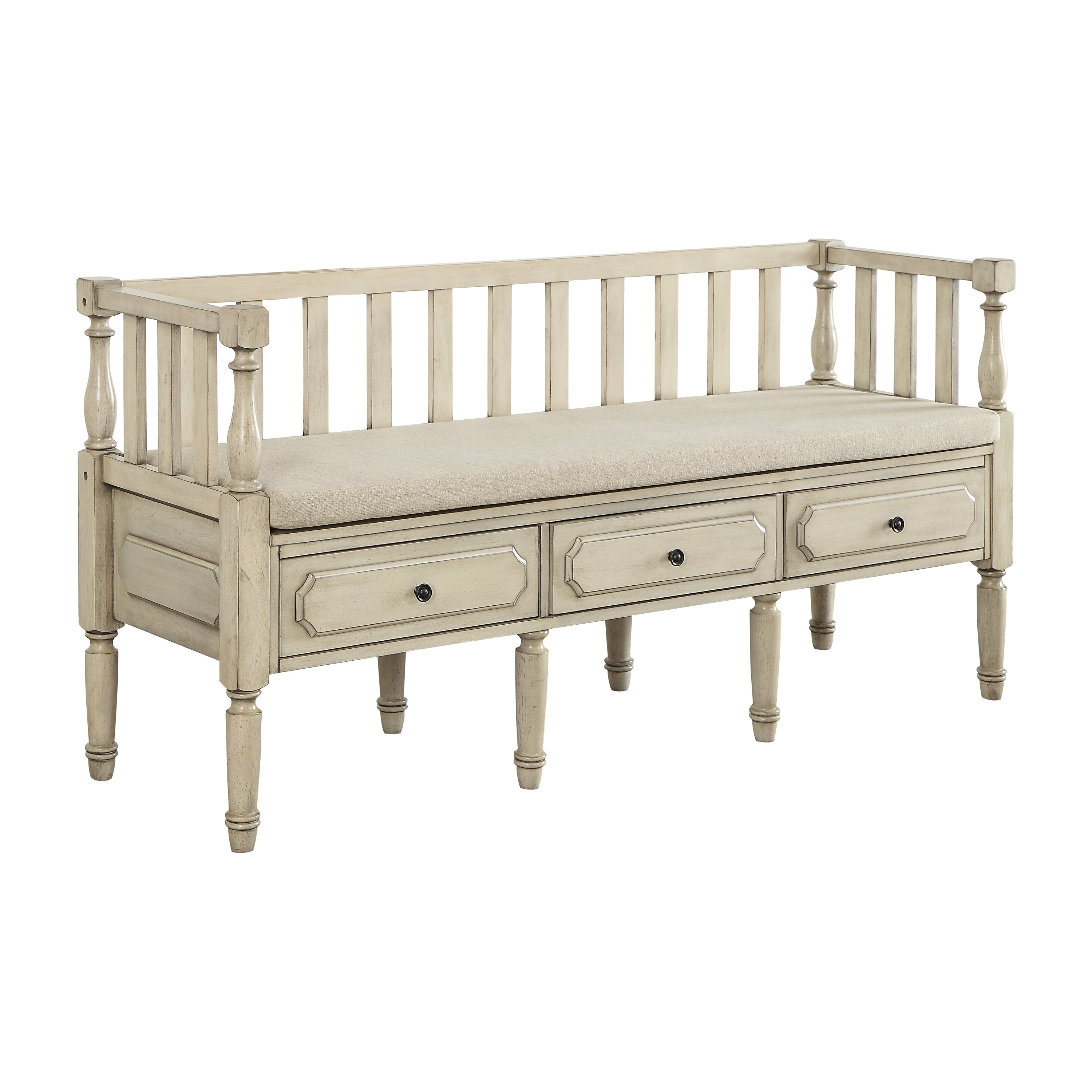 Furniture of America Cread Transitional Cushion Padded 3Drawer Storage