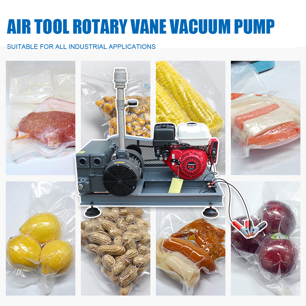 HPDAVV 58.4 CFM Single Stage Oil Sealed Rotary Vane Vacuum Pump Honda Gas GX270 Inlet/Discharge thread NPT 1/4