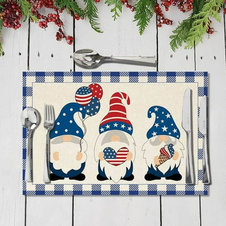 

TANGNADE 4Th Of July Decorations Home Decor Table Banners Independence Day Star Placemats American Flag Patriotic Decorative Placemats For Dinner Parties