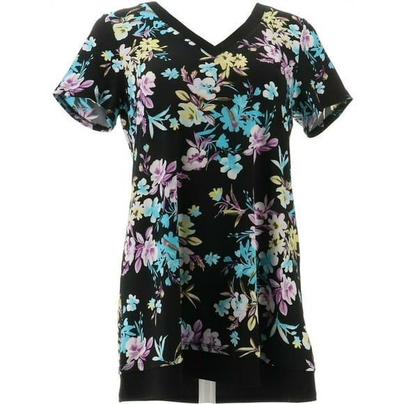 Nina Leonard Tunique Imprimée Miracle Mate Bordure Unie Femme 652-789