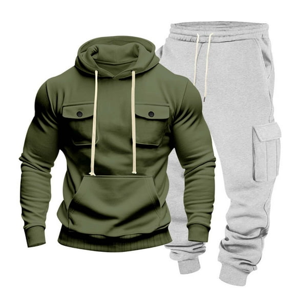 Ccpelsie Men's Tracksuit 2 Piece Hooded Athletic Sweatsuits Casual Running Jogging Sport Suit Sets with Pockets(A01-AG,3XL)