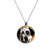 Spotted Dog Glass Design Circular Pendant Necklace - Stylish Women's Fashion Jewelry by XYZ Brand