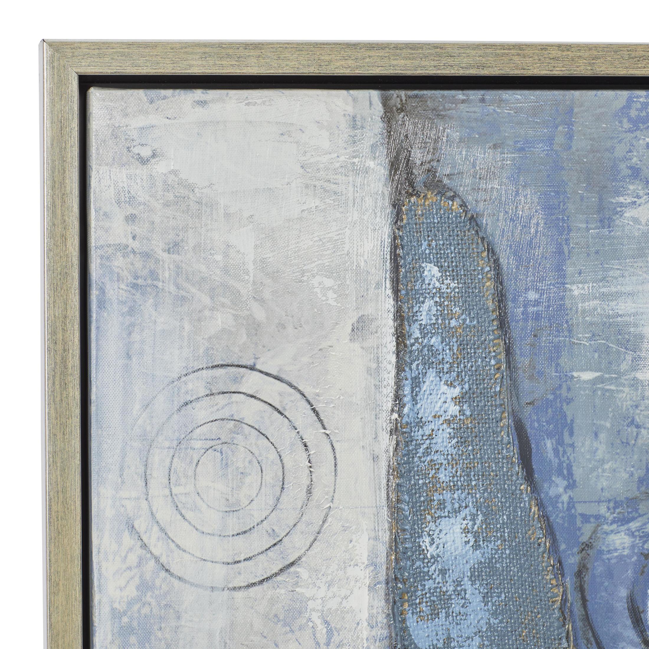 55" x 28" Geometric Framed Wall Art with Silver Frame, by DecMode