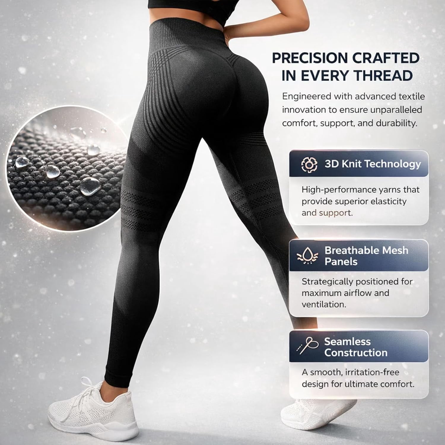 Vitaliana Leggings for Women, Vitaliana 3D Leggings High Waisted Textured Yoga Pants, Seamless Stretch Workout Leggings, Breathable Athletic Pants for Gym Running Fitness Casual Wear