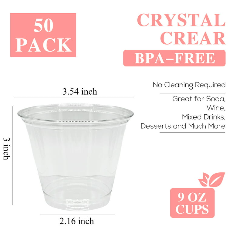 Crystal Clear Party Cups, 5oz or 9oz Disposable Plastic Cups
