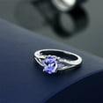 thumbnail image 4 of Gem Stone King 925 Sterling Silver Blue Tanzanite 3 Stone Engagement Ring for Women | 1.24 Cttw | Oval 8X6MM | Round 2MM | Gemstone December Birthstone | Size 9, 4 of 4
