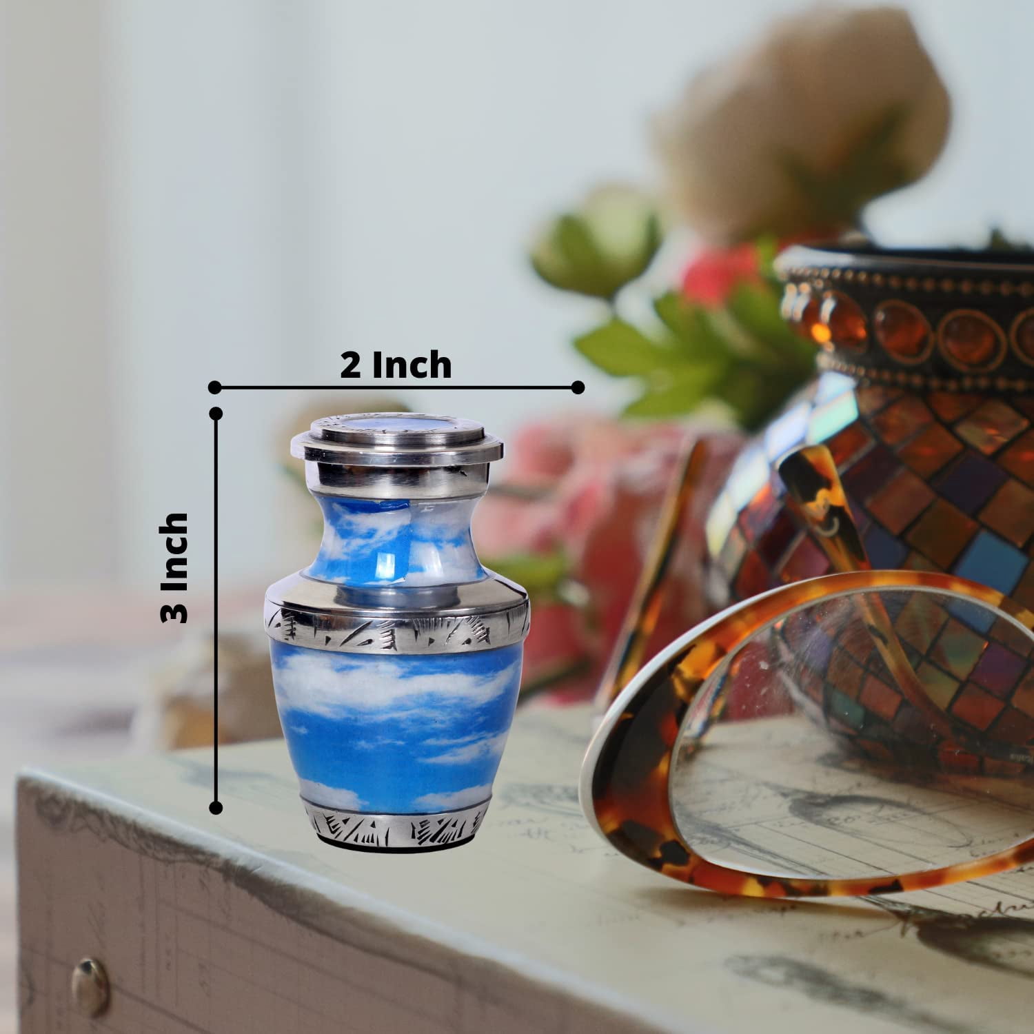 Decorative Small Keepsake Urn - A Lovely Sharing Tokens to Remember Your Loved One - Mini Urns for Human Ashes - Cremation Cloud Urns - Memorial for Funeral