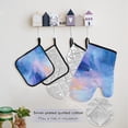 thumbnail image 5 of Azure Blue Marble 5 Pcs Kitchen Set Heat Resistant Oven Mitts and Non-Slip Pot Holders with Adjustable Cooking Apron, 5 of 6