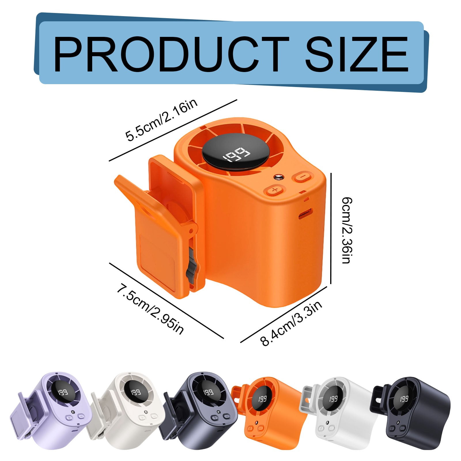 2026 Car Clip-On Air Conditioner Fan with LED Display, 360° Rotation, 100 Speeds, USB Rechargeable