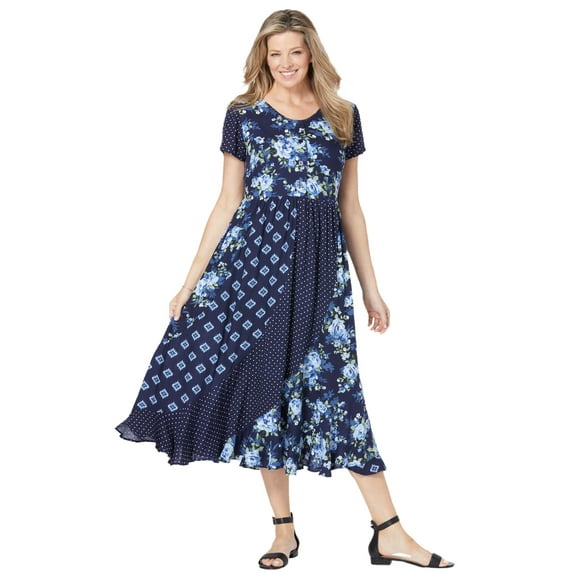 Woman Within Plus Size Mixed Print Maxi Dress