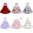 thumbnail image 7 of Douhoow 0-24m Girl Princess Dress Baby Sleeveless Floral Lace Back Bowknot Dress Party Gown Dress, 7 of 7
