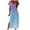 Purple, variant on Lolmot Long Dresses for Women Sun Dresses Women's Summer Round Neck Short Sleeve Gradient Color Daily Casual Vintage Bohemian Split Maxi Dress