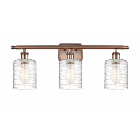 516-3W-AC-G1113-LED-Innovations Lighting-Cobbleskill - 3 Light Bath Vanity In Art Nouveau Style-9 Inches Tall and 26 Inches Wide Antique Copper Clear