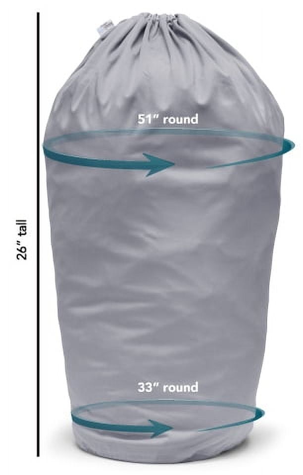 Kanga Care Seam Sealed Drawstring Reusable Diaper Pail Liner Large Barrel Shape 26" height x 51" top x 33" base | Platinum