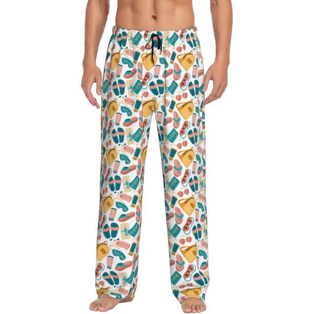 Balery Travel Elements Pantalones de pijama para hombre, pijama ultraligero, pantalón de descanso-Small