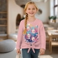 thumbnail image 4 of Xixirimido Pink Axolotls & Bubbles Pattern Girls Casual Tunic Tops Tie-hem Long Sleeve Loose Soft Blouse T-Shirt Cute Graphic Girls Shirts, Size 9-10, 4 of 7