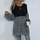 thumbnail image 5 of Ropa de maestra/o,Camisa de punto patchwork para mujer, top informal de manga larga, mezcla de poliéster, corte holgado, cuello redondo, para usar en casa, sopatenor, 5 of 9