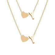 Mother's Day Sale Clearance - Initial Heart Necklace Bracelet Set Gold Plated Initial Necklace A Z 26 Alphabet Letter Dainty Necklace Bracelet For Women