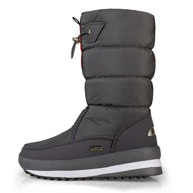 Women's Snow Boots - Winter Solid Color Thick Sole Protective On Footwear for Comfort and Style