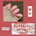 thumbnail image 2 of Press On Nails HUOGUO Midi Pink con diseño de corazón y melocotón en 3D, 2 of 5