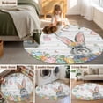 thumbnail image 5 of Round Rugs 8Ft, Easter Round Area Rug Washable Indoor Throw Carpet, Spring Bunny Eggs Tree Butterfly Grey Wooden Large Non Slip Circle Rug for Kids Room RV Home Decor Aesthetic, 5 of 8