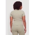 thumbnail image 4 of Women's Plus Size Compression Rib Johnny Collar Short Sleeve Top, 4 of 4