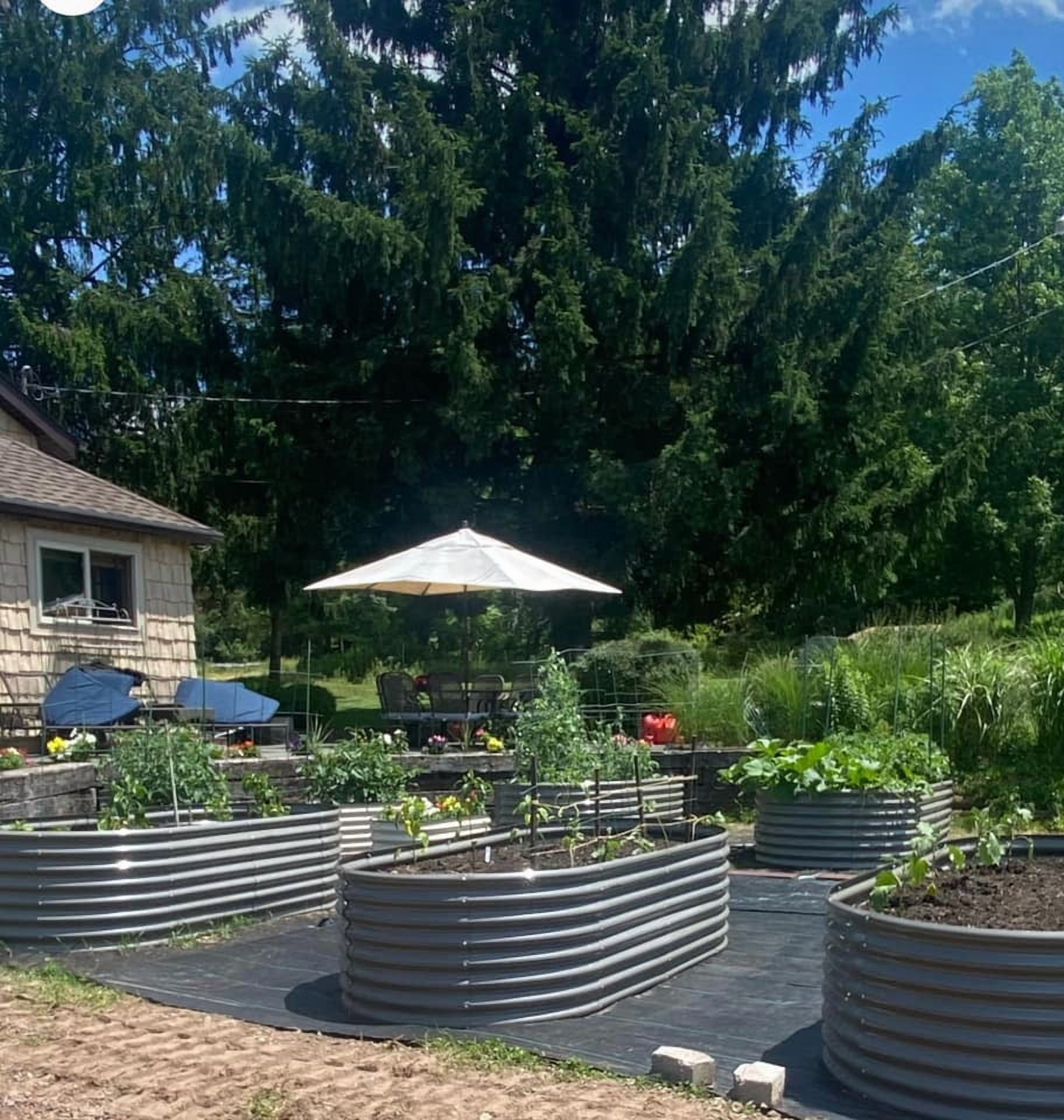 TRAMULL 6X3X2 ft Galvanized Raised Garden Bed, Oval Above Ground Modular Metal Planter Boxes Outdoor for Vegetables Flowers Herbs, Anti-Rust & Easy-Setup, Quartz Grey