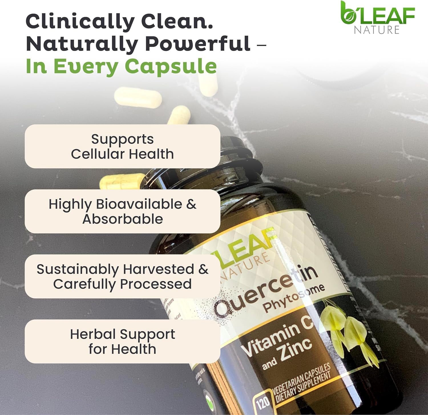 Quercetin Phytosome with Vitamin C and Zinc - 120 Vegetarian caps - Super Absorption - Supports Immune, Respiratory and Cardiovascular Health – Powerful antioxidant - 1000mg per Serving