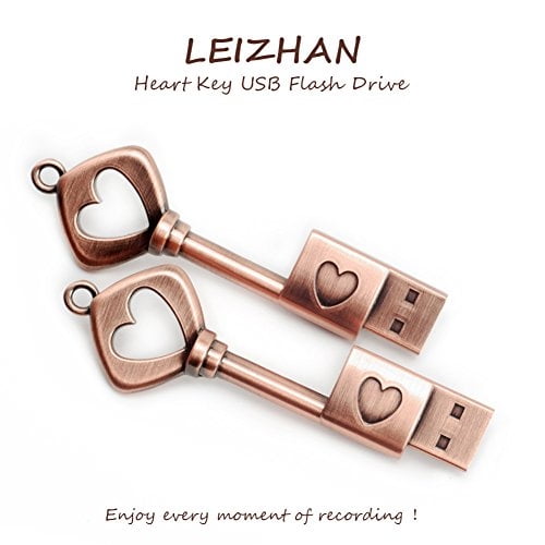 LEIZHAN Flash Drive 64GB USB Flash Drive Metal Key of Love Llavero USB