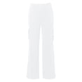 thumbnail image 4 of YFELWZ Womens Summer Pants Casual Elastic Waist Lined Cargo 6 Pockets Water Thermal Winter Hiking Flare Leggings Outdoor White L, 4 of 5