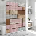 thumbnail image 5 of Polyester Fabric Pink Brown Vintage Shower Curtain, Retro Farmhouse Elegant Pastoral Waterproof Bathtub Curtain Bathroom Decor Set with Hooks 72 x 78 Inches, 5 of 6