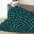 thumbnail image 6 of Rateoe Black And Teal Checkerboard Print Fuzzy Fleece Throw Blanket Extra Large,Super Soft,Fluffy and Warm Blankets for Couch,Bed,All Season Use (40"x30"), 6 of 8