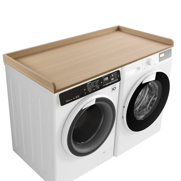 Kaboon Washer Dryer Countertop with Edge Rails, 27.5" x 54", Light Walnut