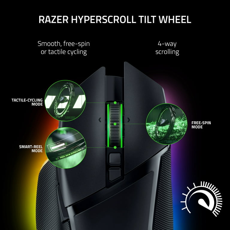 Razer Basilisk V3 Pro Wireless Gaming Mouse, HyperScroll Tilt Wheel,  2.4Ghz, Bluetooth, RGB, White