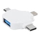 thumbnail image 1 of SR302 Lector de tarjetas OTG 3 en 1 Adaptador multifunción USB3.0 apto para teléfonos móviles IOS tipo cBlanco, 1 of 8