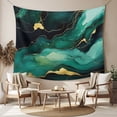 thumbnail image 2 of Teal Marble Large Tapestry for Bedroom Wall Hanging Tapestry,Modern Green Golden Abstract Ombre Texture Ceiling Backdrop Tapestries Poster Blanket Wall Decor for Teens Room Living Room Dorm 85" x 90", 2 of 8