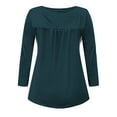 thumbnail image 5 of AherBiu Women Tunic Tops to Wear with Leggings Spring Long Sleeve Shirts Button Scoop Neck Ruched Loose Blouse, 5 of 5