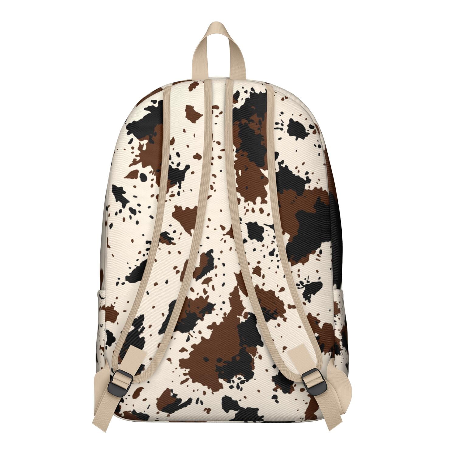 Waterproof School Backpack with Cute Black and White Cow Print – Farmhouse Rustic Design Featuring Country Style Cartoon Patterns, Durable and Lightweight for Everyday Use