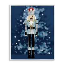 Stupell Industries Blue Holiday Nutcracker Holiday Painting White Framed Art Print Wall Art, 11 x 14