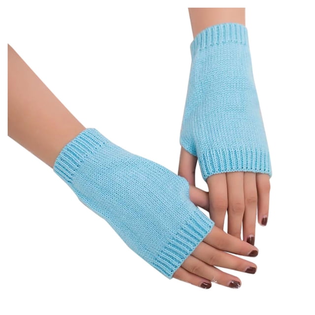 AWZXDE Womens Gloves Winter Solid Color Knitted Keep Warm Soft Arm Fingerless Mitten